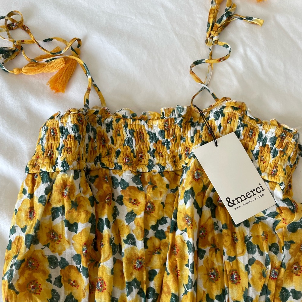 Sunflower cotton pocketed smocked midi dress from vici- large- true to size